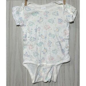 Curity baby Vintage one piece t shirt Large pink blue green turtles frogs snails